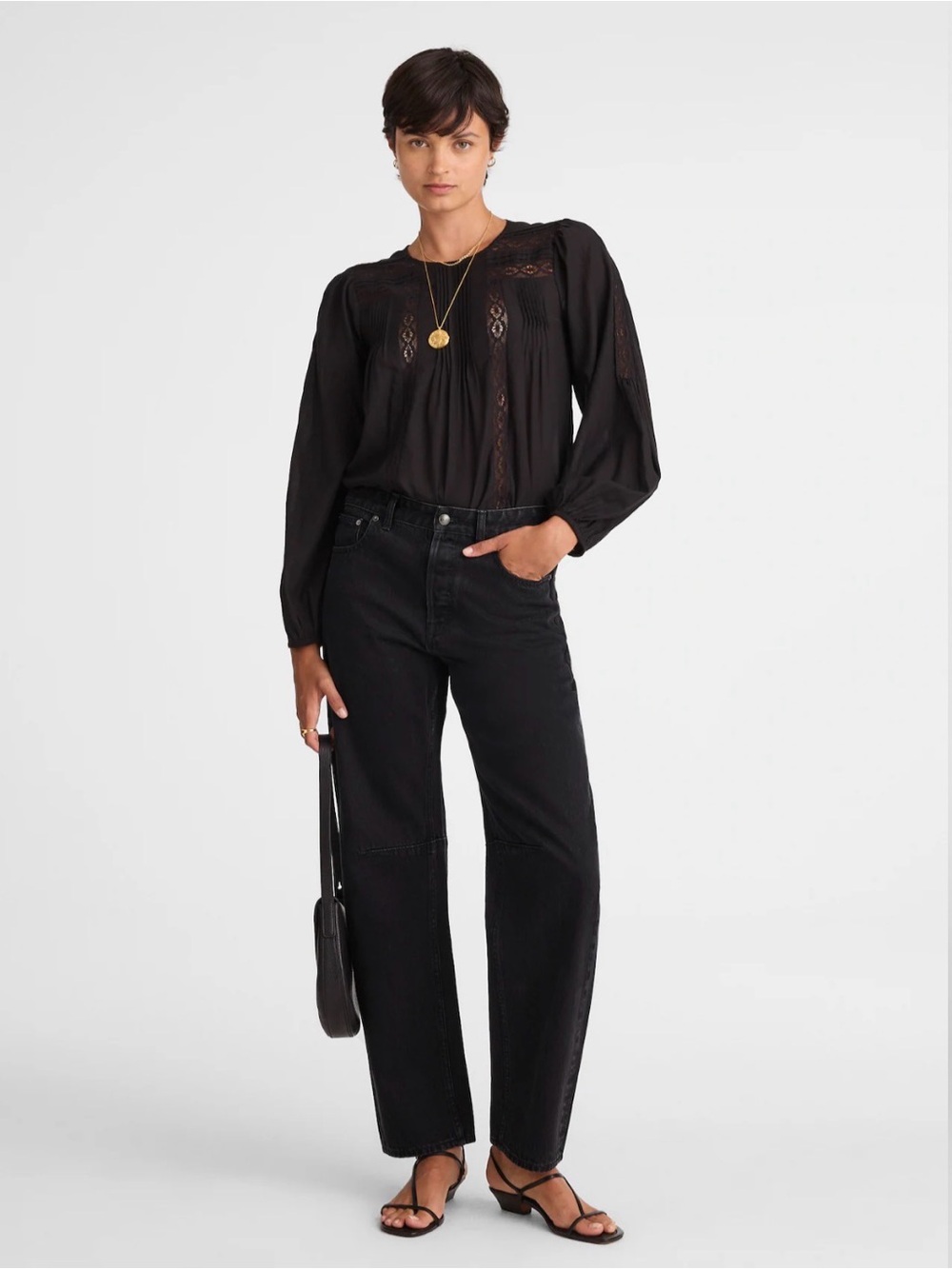 Madewell women Darted Barrel-leg black Jeans